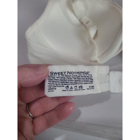 Sweet Nothings Ivory Embroidered Floral Padded Full Figure Underwire Bra SZ 34B - Picture 4 of 4